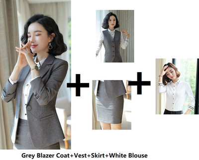 Ametlik vormiriietus Pükskostüümid naistele Ärirõivad Ülikonnad Sügis-talv Professionaalsed naiste kontoribleiserid, hallid