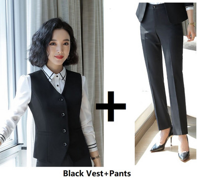 Ametlik vormiriietus Pükskostüümid naistele Ärirõivad Ülikonnad Sügis-talv Professionaalsed naiste kontoribleiserid, hallid