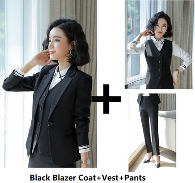 Ametlik vormiriietus Pükskostüümid naistele Ärirõivad Ülikonnad Sügis-talv Professionaalsed naiste kontoribleiserid, hallid