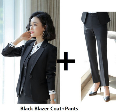 Ametlik vormiriietus Pükskostüümid naistele Ärirõivad Ülikonnad Sügis-talv Professionaalsed naiste kontoribleiserid, hallid