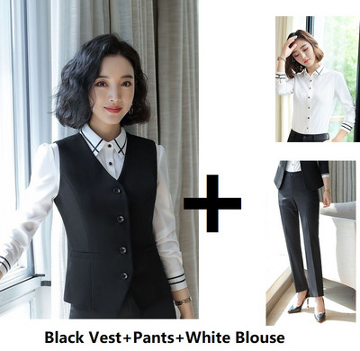 Ametlik vormiriietus Pükskostüümid naistele Ärirõivad Ülikonnad Sügis-talv Professionaalsed naiste kontoribleiserid, hallid