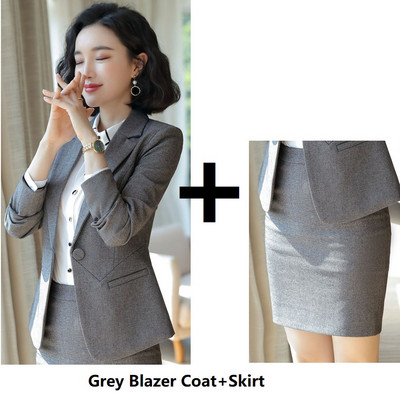 Ametlik vormiriietus Pükskostüümid naistele Ärirõivad Ülikonnad Sügis-talv Professionaalsed naiste kontoribleiserid, hallid