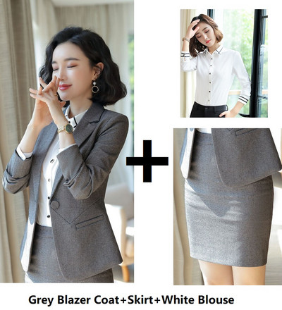 Ametlik vormiriietus Pükskostüümid naistele Ärirõivad Ülikonnad Sügis-talv Professionaalsed naiste kontoribleiserid, hallid