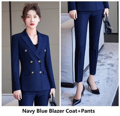 Visokokvalitetna tkanina Formalna profesionalna ženska poslovna radna odjeća Odijela OL stilovi Sakoi za intervjue za karijeru Komplet hlača Odijela s hlačama