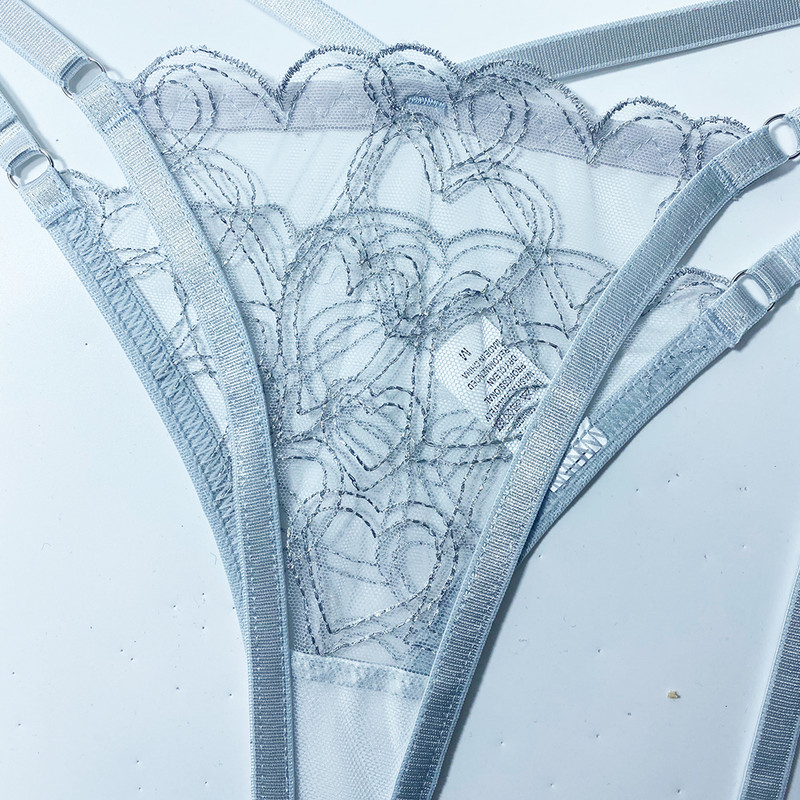 Γυναικεία Δαντελένια Σετ σουτιέν εσώρουχα διάφανα σέξι εσώρουχα Garter Αφρώδη διαμαντένια κέντημα Hear Underwire Γυναικεία εσώρουχα