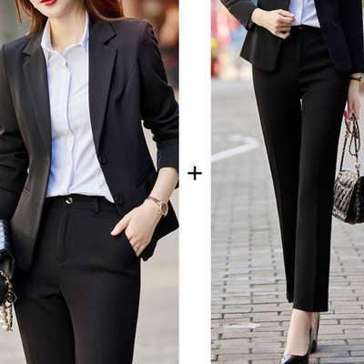 Tinute de toamna Costum Jacheta Seturi Doua Piese Pentru Femei Imbracaminte Office Femei Formal Blazer Si Pantaloni Set Costume 2 Piese Elegante