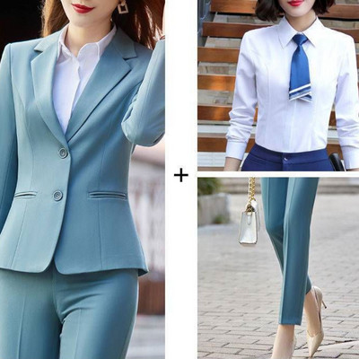 Tinute de toamna Costum Jacheta Seturi Doua Piese Pentru Femei Imbracaminte Office Femei Formal Blazer Si Pantaloni Set Costume 2 Piese Elegante