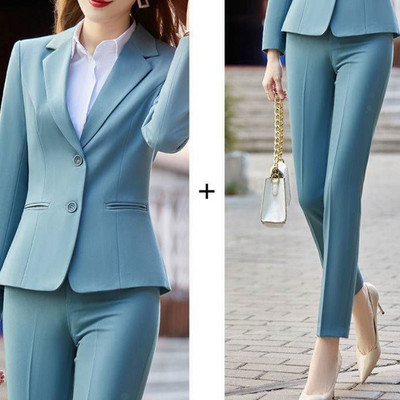 Tinute de toamna Costum Jacheta Seturi Doua Piese Pentru Femei Imbracaminte Office Femei Formal Blazer Si Pantaloni Set Costume 2 Piese Elegante