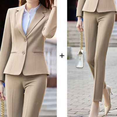 Tinute de toamna Costum Jacheta Seturi Doua Piese Pentru Femei Imbracaminte Office Femei Formal Blazer Si Pantaloni Set Costume 2 Piese Elegante