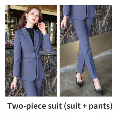 Lilla pika ülikonna jope ja püksid 2-osaline vööga naiste kevad- ja sügisene 2022 uus vöökomplekt, ülimoodne temperament ülikond