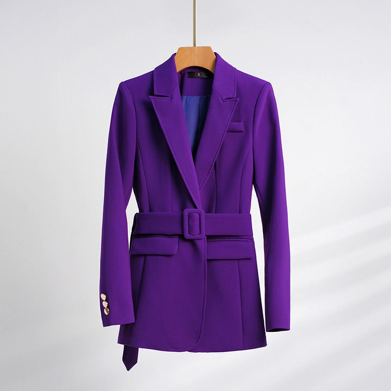 Lilla pika ülikonna jope ja püksid 2-osaline vööga naiste kevad- ja sügisene 2022 uus vöökomplekt, ülimoodne temperament ülikond