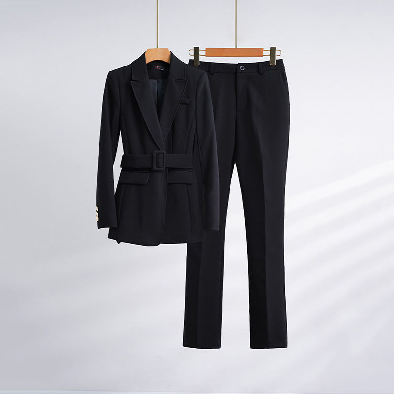 Lilla pika ülikonna jope ja püksid 2-osaline vööga naiste kevad- ja sügisene 2022 uus vöökomplekt, ülimoodne temperament ülikond