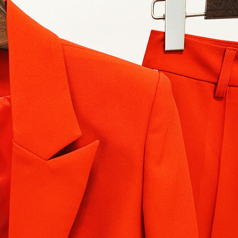 Pantaloni de înaltă calitate Blazer costume femei elegante, elegant, 2022, nou costum de pista de designer, cu un singur buton, blazer roșu, seturi de pantaloni evazați