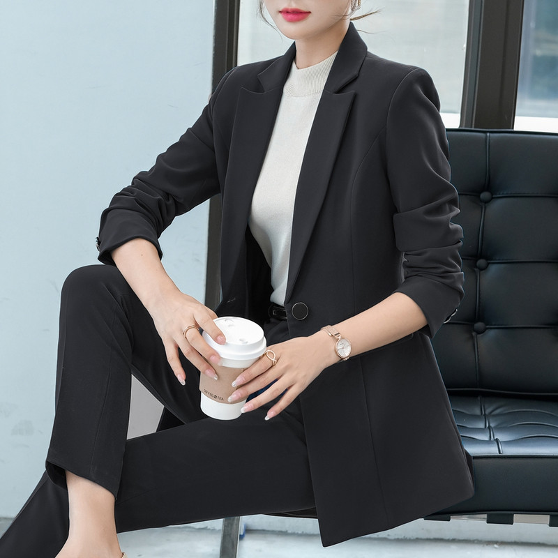 Σακάκι Blazer Στολή Γυναικεία Γυναικεία Γυναικεία Παντελόνια Επίσημο ντύσιμο με Κίτρινα Κορεάτικα Σετ Μεγάλο Business Office Φθινόπωρο 2022 Εργασία