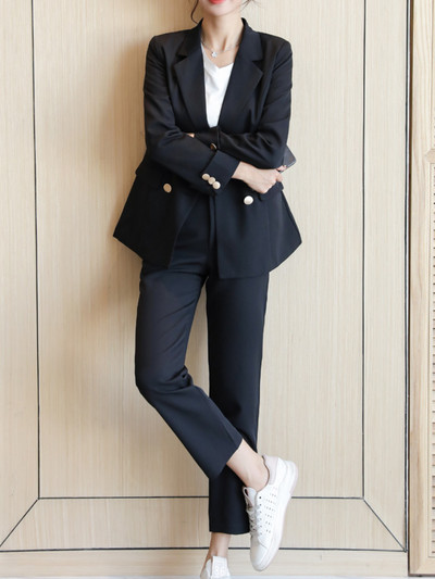 Γυναικείες ανοιξιάτικες φθινοπωρινές κομψές κοστούμια παντελόνι για γυναίκες Γυναικεία casual Business 2 τεμάχια Σετ Γυναικεία Μόδα Εργασίας Παντελόνι Κοστούμι