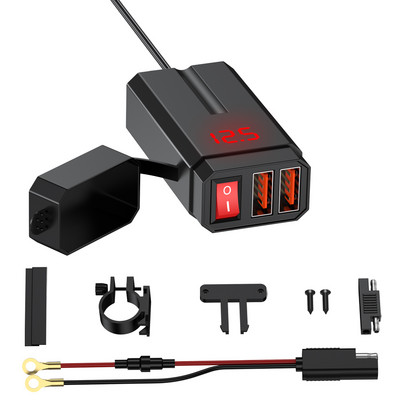 Gadpow 12V USB motociklo lizdas QC3.0 Cell Quick vandeniui atsparus motociklo USB lizdas su voltmetro motociklo USB įkrovikliu