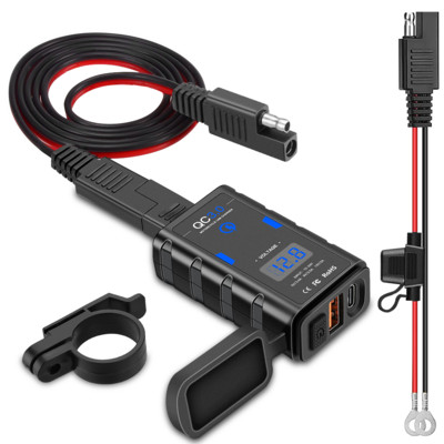 Gadpow 12V USB motociklo lizdas QC3.0 Cell Quick vandeniui atsparus motociklo USB lizdas su voltmetro motociklo USB įkrovikliu