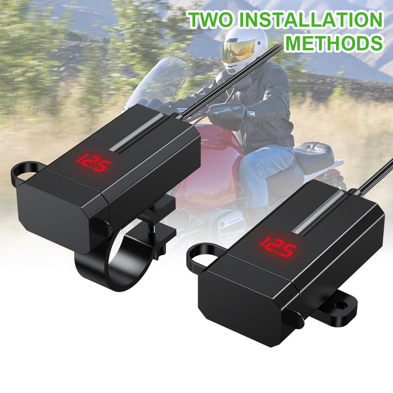 Gadpow 12V USB motociklo lizdas QC3.0 Cell Quick vandeniui atsparus motociklo USB lizdas su voltmetro motociklo USB įkrovikliu