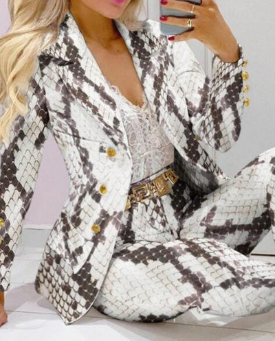 Moteriški kelnių rinkinys su languotu atvartu apykakle 2 vnt. Drabužiai, kostiumai, kelnės, kostiumai, pavasario rudens mada, laisvalaikio