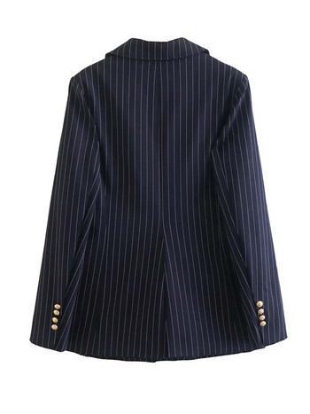 KLKXMYT TRAF Γυναικείο Σετ σακάκι Γυναικείο κοστούμι 2 τεμαχίων 2023 Φθινοπωρινή μόδα ριγέ παντελόνι γραφείου μπλέιζερ σετ δύο τεμαχίων Γυναικεία ρούχα