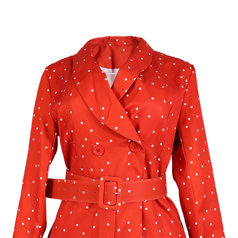 CRLAYDK sako od 2 komada za žene s remenom Dizajnersko odijelo s točkicama dugih rukava Radna uredska dama Elegantne ležerne jakne
