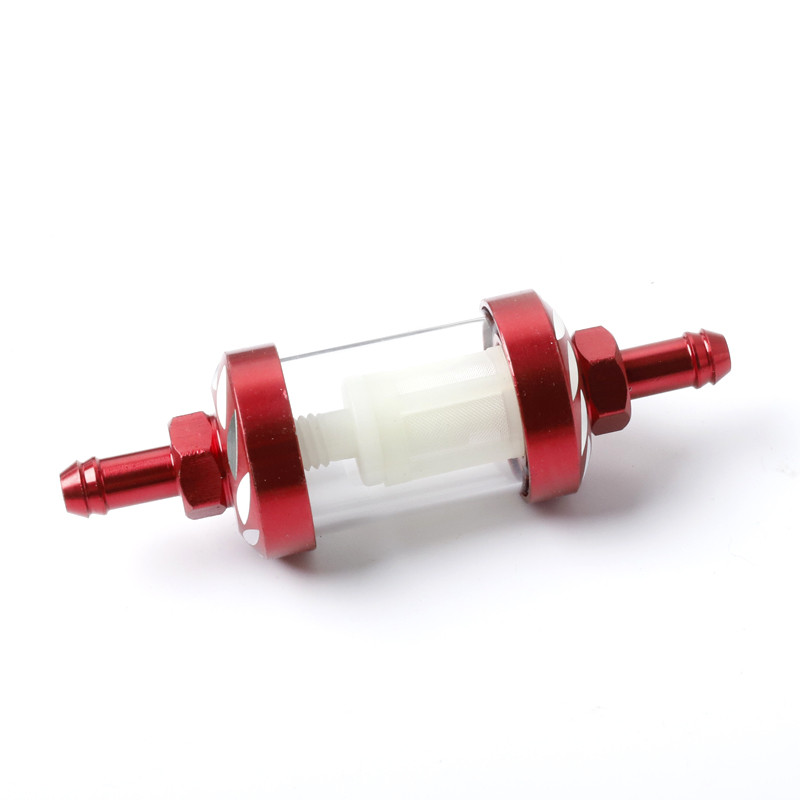 Pārdošanā 8mm/0,31" CNC alumīnija sakausējuma stikla motociklu gāzes degvielas benzīna eļļas filtra Moto aksesuāri ATV Dirt Pit Bike Motocr