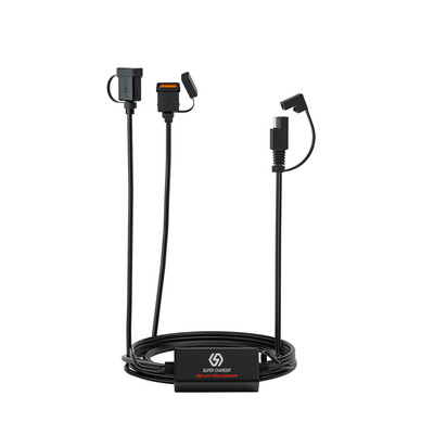 Motociklo USB greitasis įkroviklis SAE prie USB adapterio greito atjungimo kištukas, atsparus vandeniui 36 W QC3.0 greitas įkrovimas 3.0, įmontuotas išmanusis lustas