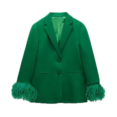 2 τμχ Ανοιξιάτικο φθινόπωρο γυναικεία μονόχρωμη φόρμα blazer 2022 πουπουλένια ρούχα γραφείου Κομψά μπουφάν Μακριά παντελόνια Basic outwear