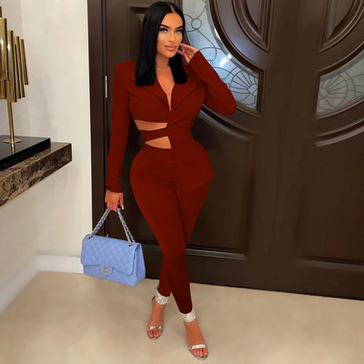 CM.YAYA Femei Dantela Spate Costum și Pantaloni Blazer Asimetric OL Street Vintage Sexy Party Două 2 Piese Set Tinuta Trening Moda