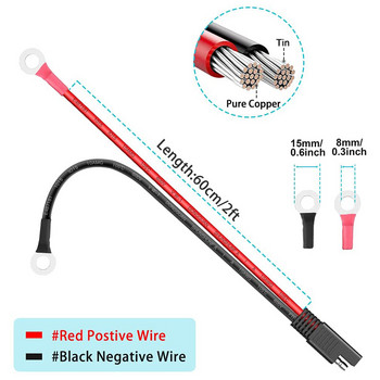 Bloopow 10AWG SAE 2-пинов конектор за бързо изключване към клемен сноп с О-пръстен с 15A предпазител за кабелен конектор за зарядно устройство