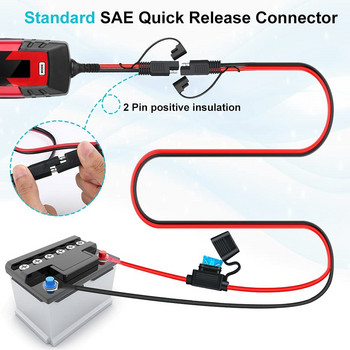 Bloopow 10AWG SAE 2-пинов конектор за бързо изключване към клемен сноп с О-пръстен с 15A предпазител за кабелен конектор за зарядно устройство