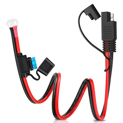 Bloopow 10AWG SAE 2 kontaktų greitas atjungimas su sandarinimo žiedo gnybtų laidų jungtimi su 15 A saugikliu, skirtu akumuliatoriaus įkroviklio kabelio jungtimi