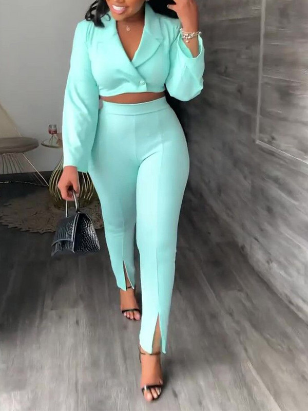 Seturi de ținute 2022 de toamnă cu mânecă lungă Blazer și pantaloni cu tiv despicat Set de două piese casual de modă pentru femei elegante femei