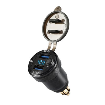 DIN Hella dugó gyorstöltéshez 3.0 dupla USB töltőadapter alumínium feszültségmérő kapcsolóval BMW Triumph Tiger Ducatihoz