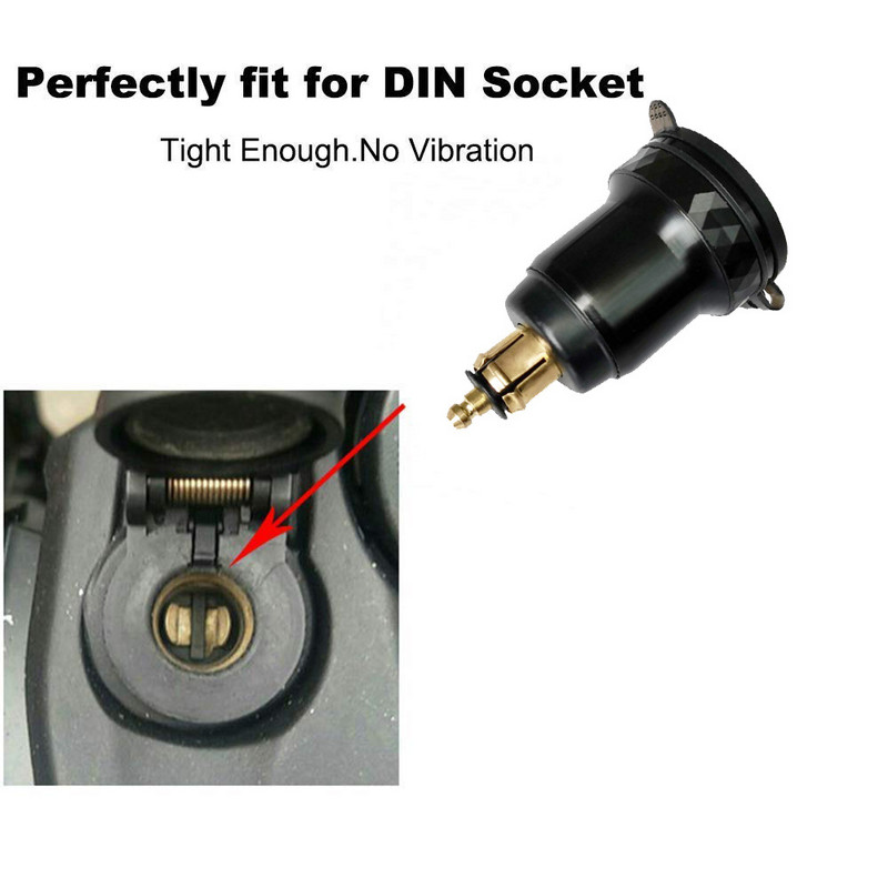 DIN „Hella“ kištukas prie greito įkrovimo 3.0 dvigubo USB įkroviklio adapterio, aliuminio su voltmetro jungikliu, skirtas BMW Triumph Tiger Ducati