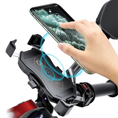 4,7-7-инчов държач за телефон Мотоциклет QC3.0 Безжично зарядно устройство Кормило Скоба за велосипед Бързо зареждане USB зарядно устройство GPS Монтажна скоба