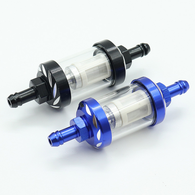 8 mm/0,31" CNC alumiiniumsulamist klaasist mootorratta gaas, bensiin, õlifilter Moto-tarvikud ATV Dirt Pit Bike motokrossi jaoks