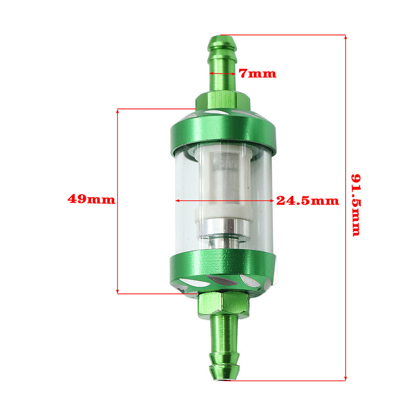 8 mm/0,31" CNC alumiiniumsulamist klaasist mootorratta gaas, bensiin, õlifilter Moto-tarvikud ATV Dirt Pit Bike motokrossi jaoks