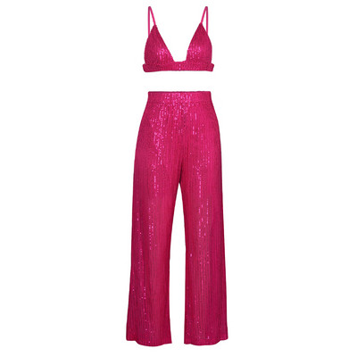 Costume de damă cu paiete verzi cu pantaloni, pentru petrecere, la modă strălucitoare, pentru femei, seturi de 3 piese, seturi de îmbrăcăminte unice, sutien roz sexy pentru femei 2022