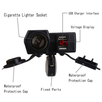 Аксесоари за мотоциклети Гнездо за запалка Захранване 5V 4.2A Двойно USB зарядно устройство 12V-24V за мотоциклет