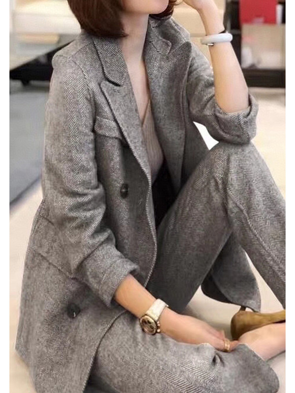 Blazer și pantaloni din lână femei Chic, elegante, modă coreeană, pantaloni, ținute, toamnă, noi, jachetă, seturi de 2 piese