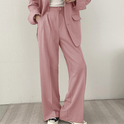 Blazere casual pentru femei, haine șic, largi, la un singur piept, pentru damă, costum pantalon elegant, plin, topuri și pantaloni, îmbrăcăminte exterioară pentru femei
