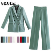 Κοστούμια για Γυναικείες Σακάκι Μπλέιζερ Παντελόνι Δύο Τεμάχια Σετ Μασίφ Στολή Γραφείου +Παντελόνι Παντελόνι 2022 TRAF Επαγγελματικά Ρούχα