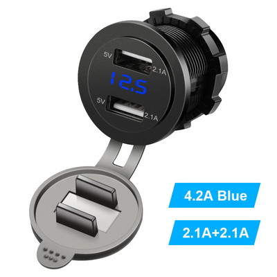 12V/24V mootorratta USB-laadija 4,2A kahekordne USB sigarisüütaja mootorrattalaadija sigaretisüütaja pesa auto mootorrattale