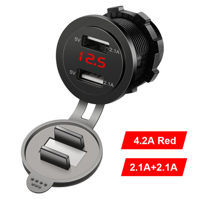 12V/24V mootorratta USB-laadija 4,2A kahekordne USB sigarisüütaja mootorrattalaadija sigaretisüütaja pesa auto mootorrattale