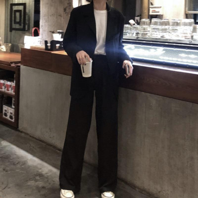 Άνοιξη 2022 Νέο σετ κοστούμι δύο τεμαχίων Μπλε σακάκι με διπλό στήθος + καθημερινό ίσιο παντελόνι Κομψά κομψά γυναικεία ρούχα