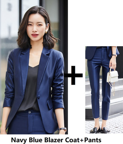 Modele de uniforme formale Costume cu pantaloni pentru doamne Imbracaminte de lucru profesionale de toamna iarna Seturi de blaze de afaceri din tesatura de inalta calitate