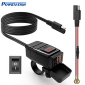 Powstation QC3.0 Încărcător USB pentru motociclete Încărcător rapid cu celule impermeabile Priză USB pentru autocicletă cu voltmetru Accesorii pentru motociclete