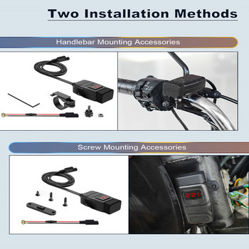 Powstation QC3.0 Мотоциклетно USB зарядно устройство Водоустойчиво клетъчно бързо зарядно устройство Autocycle USB гнездо с волтметър Аксесоари за мотоциклети