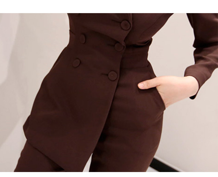 Γυναικεία ακανόνιστη ολόσωμη φόρμα με διπλό στήθος μπλέιζερ και λεπτό παντελόνι μολύβι 2 τεμαχίων σετ Γυναικεία φόρμα για γραφείο